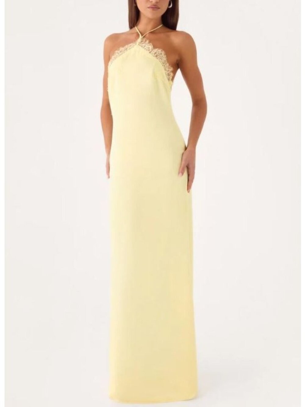Peppermayo Samaria Halter Maxi Dress Women Size 6 US NWT Lace Trim Detailing